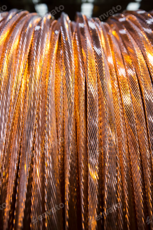 Preview: Close up of copper cable on reel