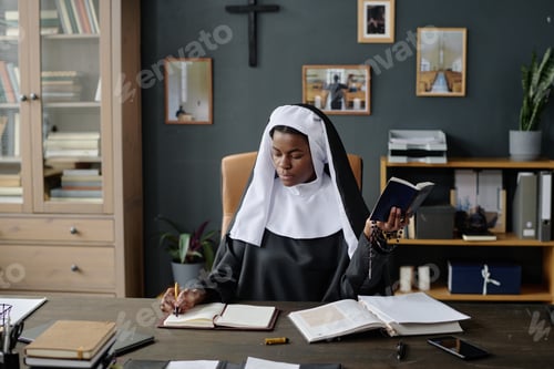 Preview: Nun Writing in Notepad