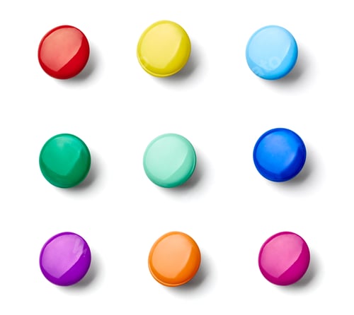 Preview: Collection Of Various Pushpins On White Background. Each One Is Shot Separately