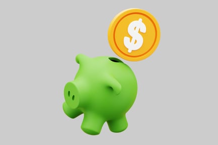 Preview: Green Piggy Bank with Dollar Coin