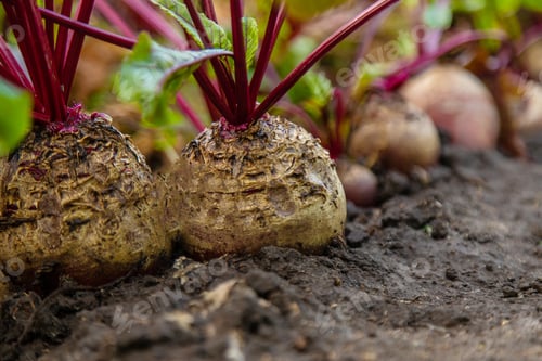 Preview: Beet harvest in the garden. Selective focus.
