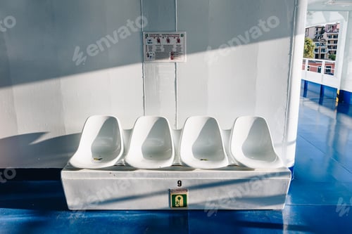 Preview: Empty seats on a ferry boat deck sailing on Mediterranean sea, Greece.
