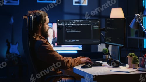 Preview: Developer working on fixing database errors while working from home