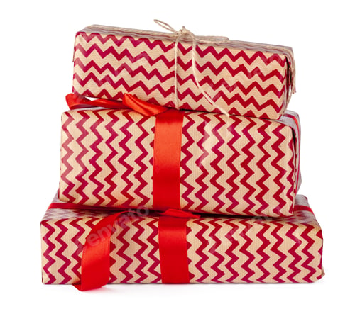 Preview: Group of gift boxes in craft paper isolated on white background