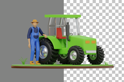 Preview: Farmer with Tractor 3D Illustration