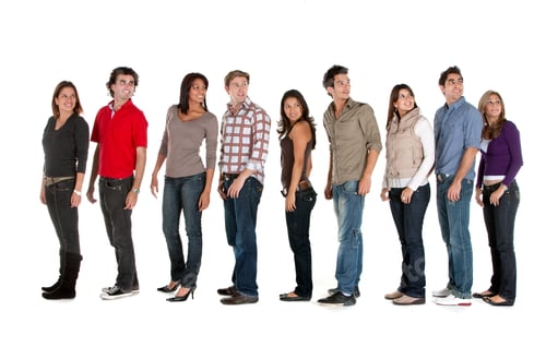 Preview: Large Group Of Casual People Looking Back - Isolated