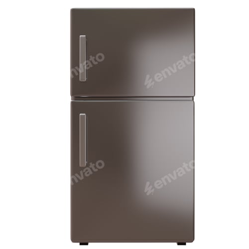 Preview: Modern Grey Refrigerator on a White Background