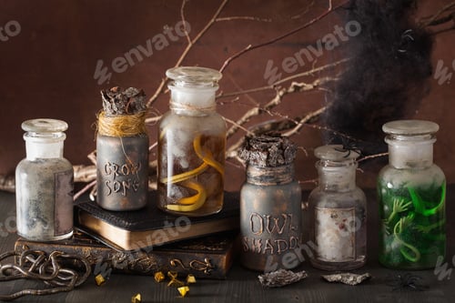 Preview: witch apothecary jars magic potions halloween decoration