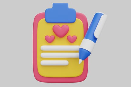 Preview: Clipboard with Hearts and Pen