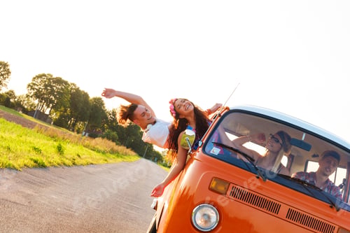 Preview: Hippie friends in a van on a road trip
