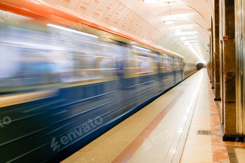Preview: Train moving in the metro, motion blur