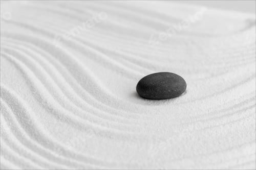 Preview: Zen Sand Garden,Zen Garden with Grey Rock stone on White Sand Texture in Japanese Art stye