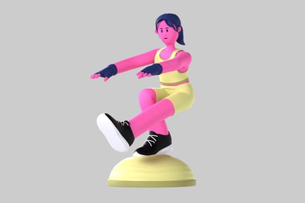 Preview: Cartoon woman on balance trainer