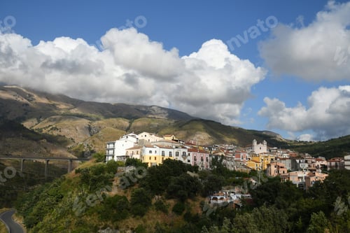 Preview: Panoramic view of San Nicola Arcella, a tourist resort in the Calabria region of Italy.