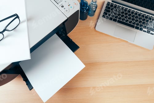 Preview: Copier or printer in a modern office interior close up