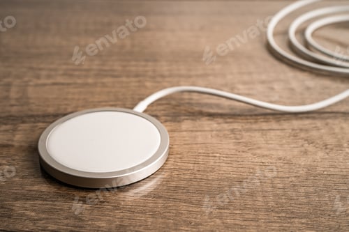 Preview: Wireless charger, magnetic charging modern equipment of mobile phone.