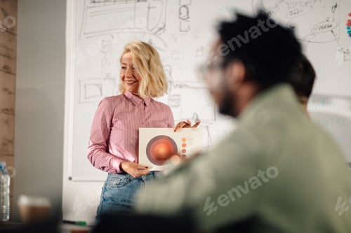 Preview: Project manager showing charts during presentation in meeting room