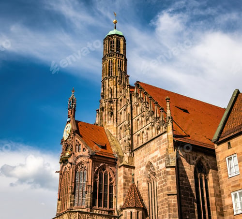 Preview: Ancient building facade Church of the Virgin Mary in old in Nuremberg