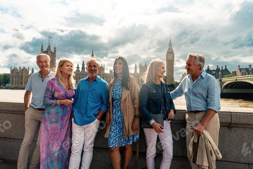 Preview: Senior group old buddies reunion in London