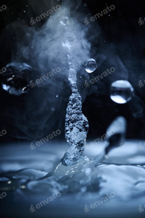 Preview: The process of boiling water, a stream of water shooting out of a humidifier or diffuser