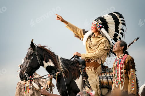 Preview: cowboy on his horse during the run of the horses in background