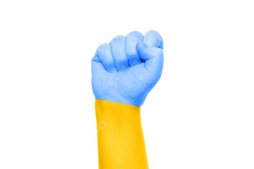 Preview: raised fist painted with flag of Ukraine