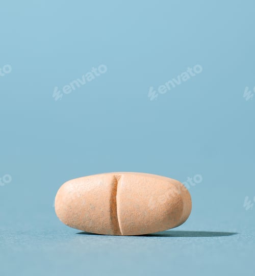 Preview: orange pill on blue background