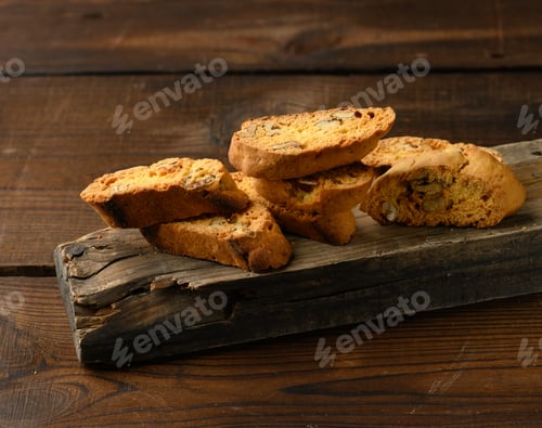Preview: Pieces of baked italian christmas biscotti cookies