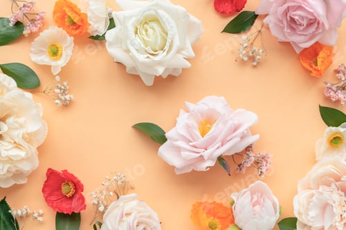 Vista previa: Flower arrangement on orange background