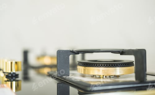 Preview: Kitchen Gas stove, Modern equipment cooking household exclusive with stainless steel
