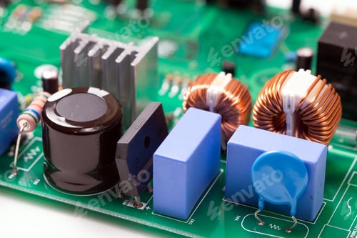 Preview: Close-Up of Electronic Circuit Board Components