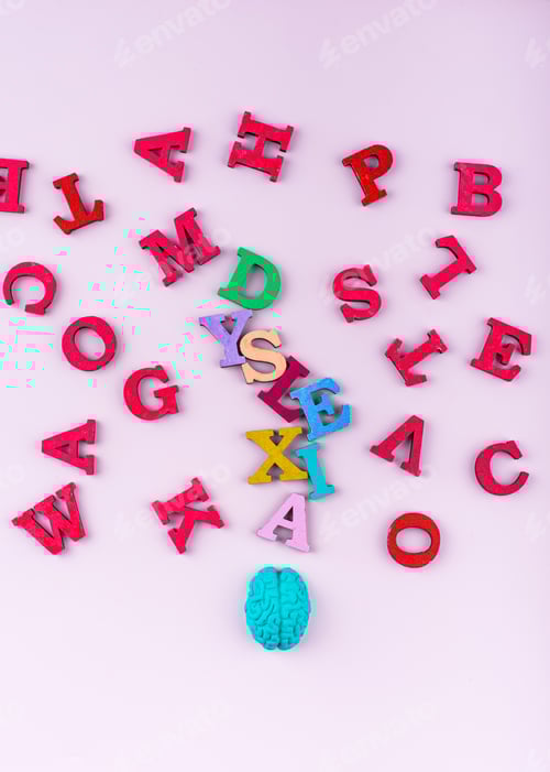 Preview: Dyslexia awareness concept with letters