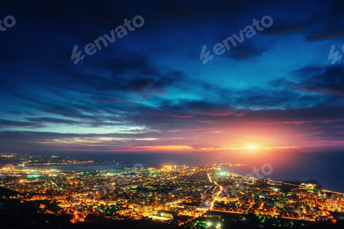 Preview: city with a night on the beach. Sicily Italy Europe