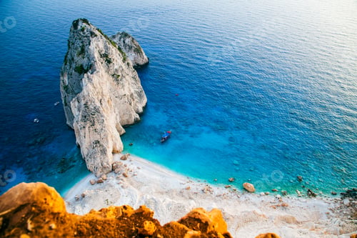 Preview: viewpoint of Keri and the famous Mizithres rocks with turquoise sea at Zakynthos island Greece