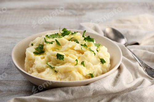 Preview: A plate of mashed potatoes poured
