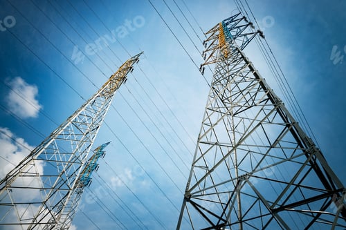 Power Lines Against a Blue Sky