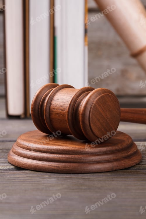 Preview: Close-up judge gavel and sounding block.