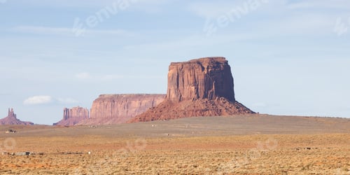 Preview: Desert Rocky Mountain American Landscape. Sunny Blue Sky Day.