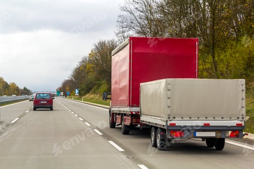 Preview: Truck on freeway road, cargo transportation concept