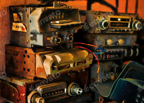 Preview: old style radio's sit inside a building as part of the repair