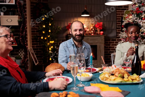 Preview: Adult enjoying winter xmas dinner