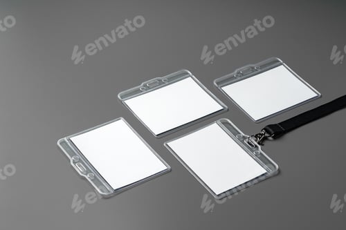 Preview: Blank badges on gray background copy space