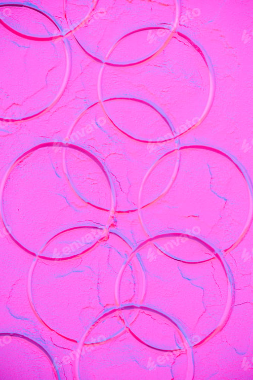 Preview: pink neon flour texture with prints of circles