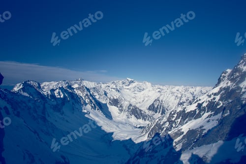 Preview: Winter landscape of mountains. Snow-covered mountains. Beautiful