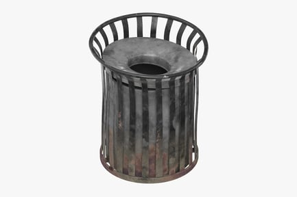 Steel Outdoor Receptacle with Ashtray, Damaged