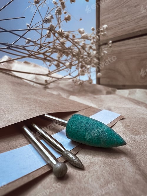 Preview: A set of sterile manicure tools in a craft package. Nail salon.