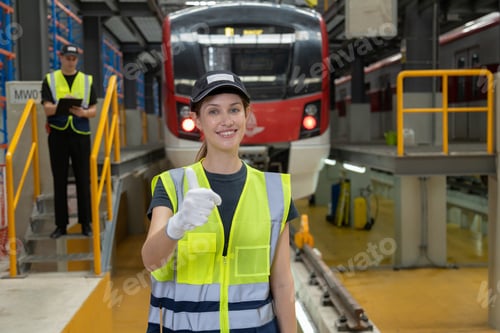 Preview: Posture giving the electric train signal to the train conductor in the maintenance plant.