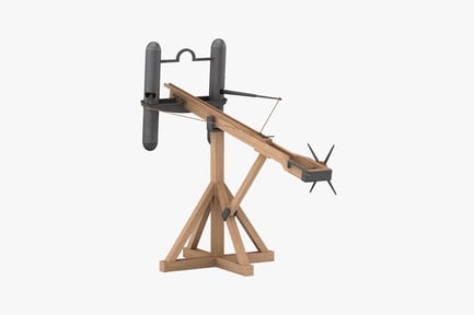 Preview: Wooden catapult with launched arrow