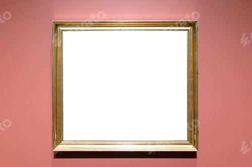 Preview: classical golden picture frame on pink wall