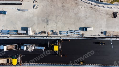Preview: the road roller working on the new road construction site